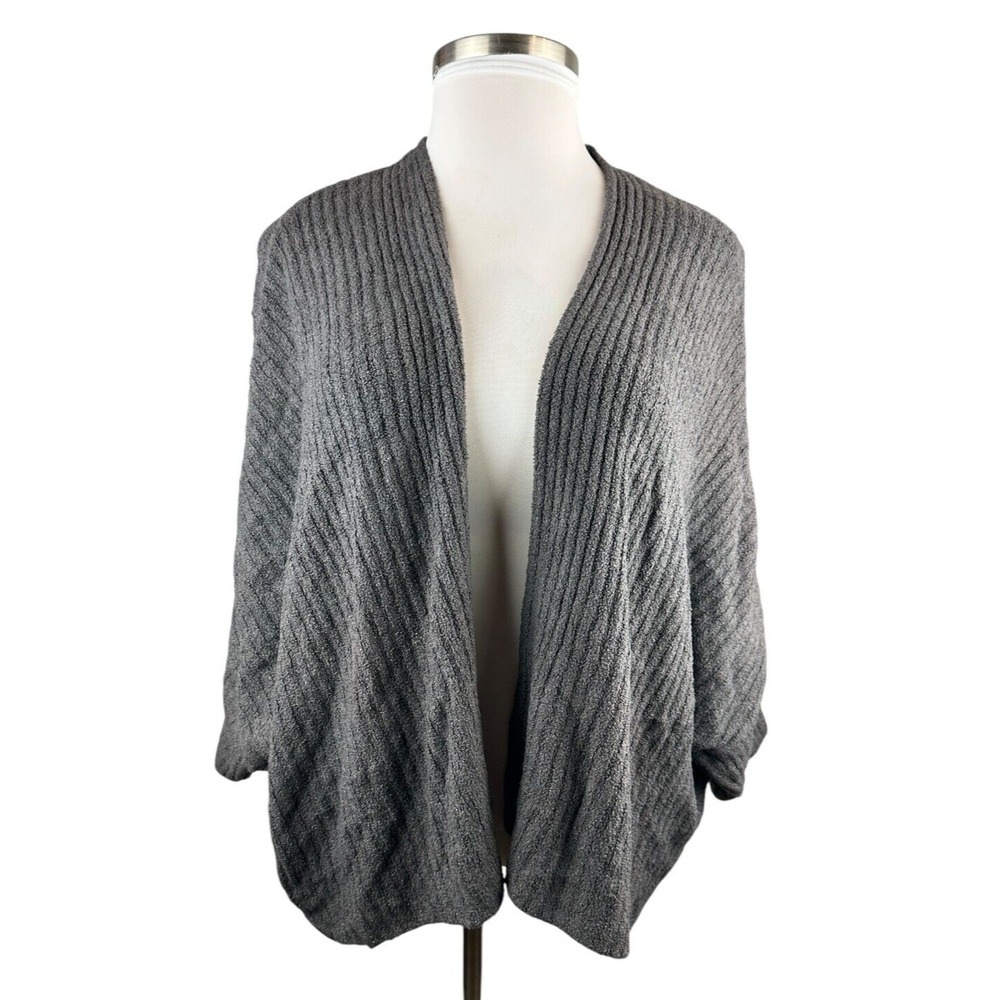 Barefoot Dreams Cozy Chic Lite Ribbed Shrug Cardigan Carbon Gray Plus Size 3X - Picture 2 of 12